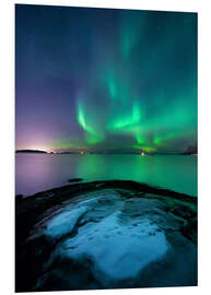 Foam board print Aurora Borealis over Vagsfjorden