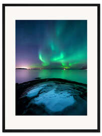 Gerahmter Kunstdruck Nordlichter bei Harstad