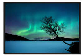 Gerahmter Kunstdruck Nordlichter am Sandvannet-See