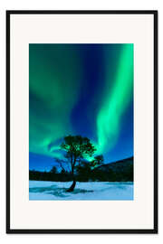 Gerahmter Kunstdruck Aurora Borealis, Forramarka, Troms, Norway.