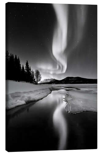 Leinwandbild Aurora Borealis über Sandvannet See in Troms, Norwegen