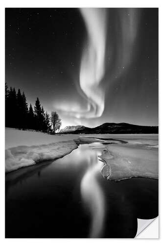 Wall sticker Aurora Borealis over Sandvannet Lake in Troms County, Norway