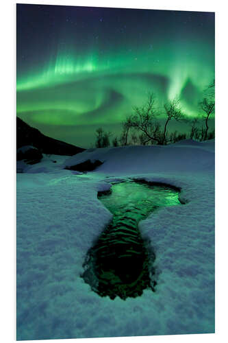 PVC-taulu Aurora Borealis over a frozen river