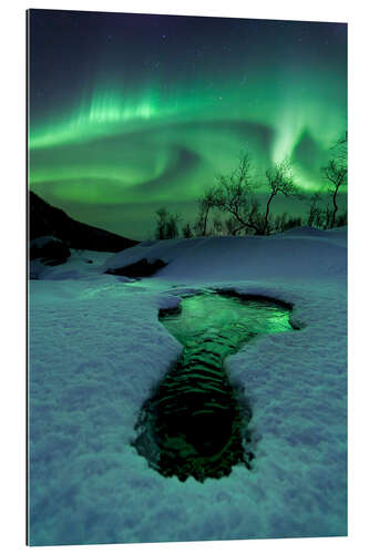 Gallery print Aurora Borealis over a frozen river