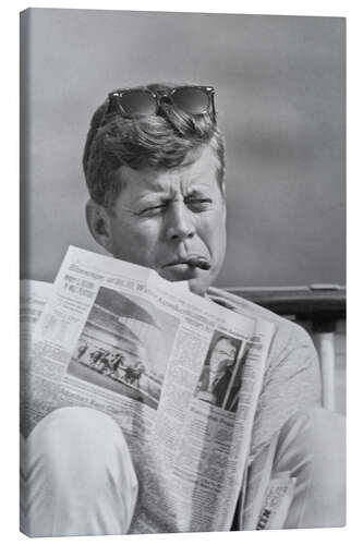 Canvas print John F. Kennedy with a newspaper