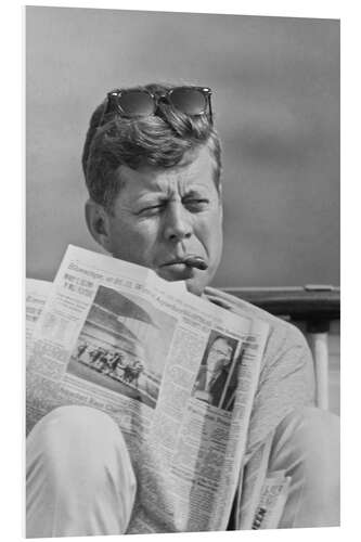 Foam board print John F. Kennedy with a newspaper