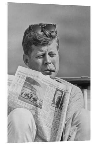 Galleritryk John F. Kennedy with a newspaper