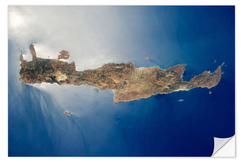 Selvklebende plakat View from space of the island of Crete