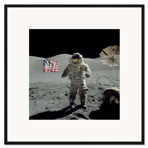 Impression artistique encadrée Astronaute sur la Lune 