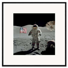Impression artistique encadrée Astronaute sur la Lune 