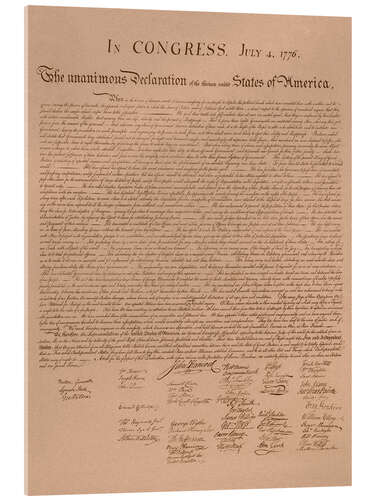 Acrylglas print United States Declaration of Independence