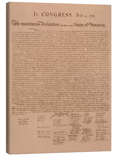 Canvas print United States Declaration of Independence