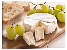 Tableau sur toile Camembert et raisins