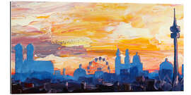 Gallery print Munich Skyline at Dusk with Alps