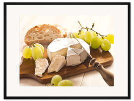 Gerahmter Kunstdruck Käse und Weintrauben