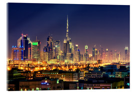 Akrylbilde  Dubai skyline at night - Stefan Becker