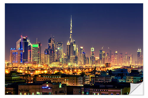 Naklejka na ścianę Dubai skyline at night