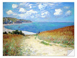 Selvklebende plakat  Sti gjennom kornet ved Pourville - Claude Monet