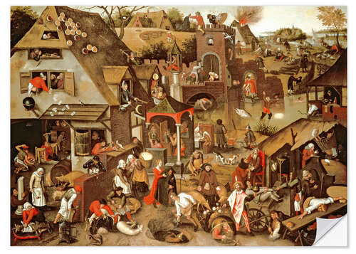 Selvklebende plakat The Netherlandish Proverbs