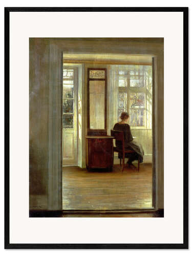 Inramat konsttryck Lady in an interior