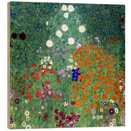 Tableau en bois  Jardin de fleurs - Gustav Klimt