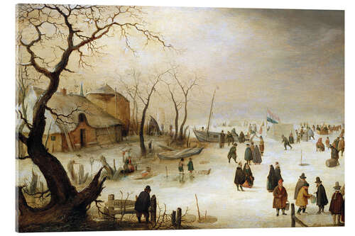 Acrylic print A winter landscape with figures on the ice