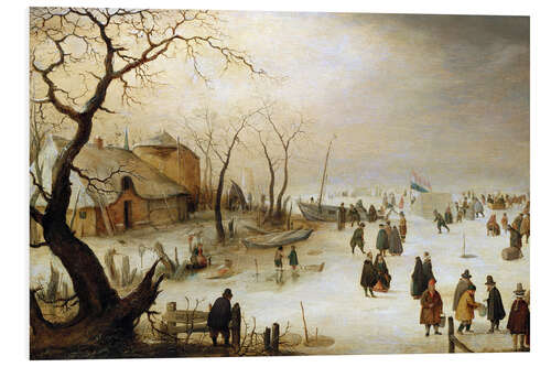 Foam board print A winter landscape with figures on the ice