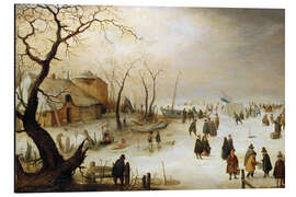 Magnettafel Eine Winterlandschaft mit Figuren auf dem Eis