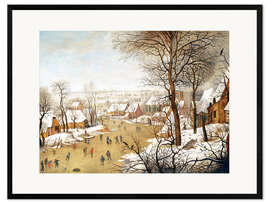 Framed art print A Winter Landscape with Skaters and a Bird Trap