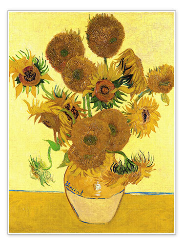 Poster Vase with Fifteen Sunflowers