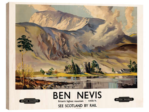 Wood print Ben Nevis, British Railways