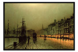 Gerahmter Kunstdruck Greenock Dock im Mondschein