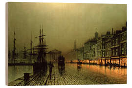 Stampa su legno Greenock Dock by Moonlight