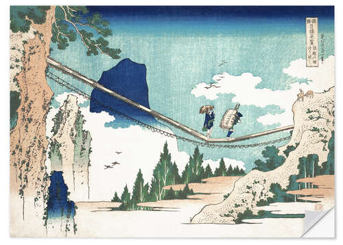 Selvklebende plakat The Suspension Bridge on the Border of Hida and Etchu Provinces