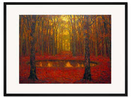 Gerahmter Kunstdruck Teich in Versailles, im Herbst