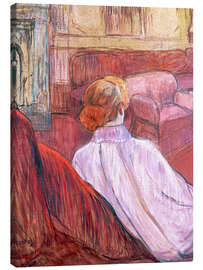 Quadro em tela Woman Seated on a Red Settee