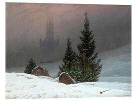 Akryylilasitaulu  Winter Landscape with a Church - Caspar David Friedrich