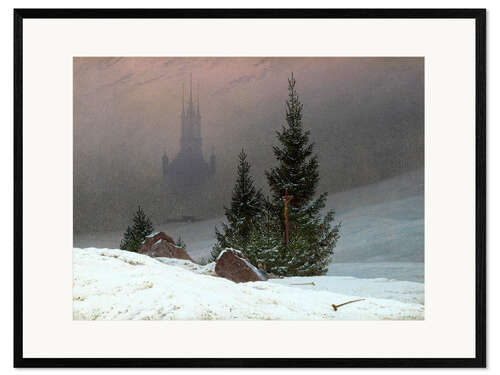 Kehystetty taidepainatus Winter Landscape with a Church