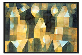 Gerahmter Kunstdruck Drei Häuser und eine Brücke, 1922