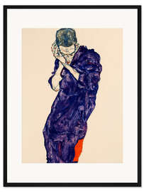 Gerahmter Kunstdruck Jüngling in violetter Kutte mit verschränkten Händen - Egon Schiele