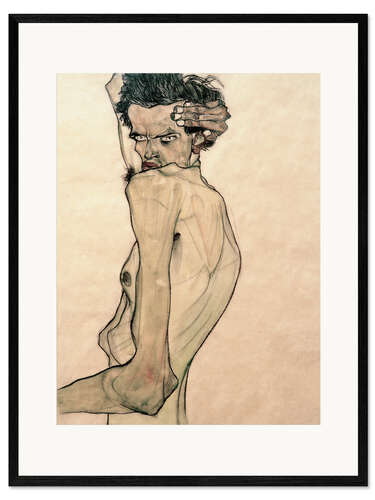 Framed art print Self-Portrait with Arm Twisting above Head