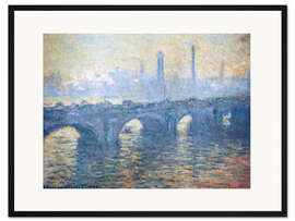 Gerahmter Kunstdruck Fluss Themse in London, Waterloo Bridge