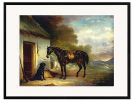 Impression artistique encadrée Le cheval préféré de M. Stuart et son retriever Nell, 1867