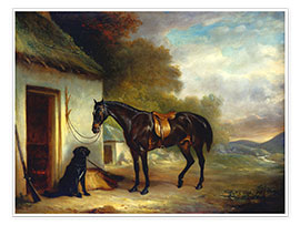 Póster O cavalo favorito do Sr. Stuart e seu retriever Nell, 1867