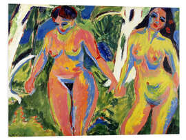 Foam board print Two naked women in the forest