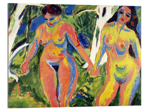 Tableau en plexi-alu Deux femmes nues dans un bois