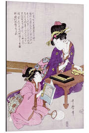 Magnettafel Frau sitzt am Schreibtisch und ein Mädchen schaut ihr zu