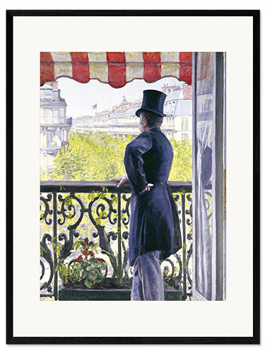 Ingelijste kunstdruk Man on a Balcony, Boulevard Haussmann