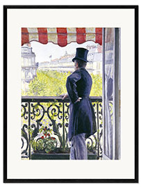 Ingelijste kunstdruk Man on a Balcony, Boulevard Haussmann