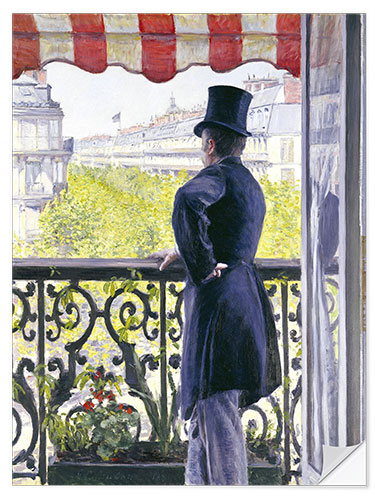 Selvklebende plakat Man on a Balcony, Boulevard Haussmann